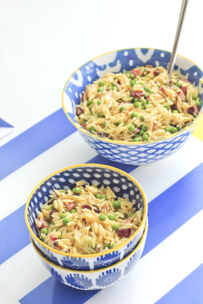 Family/Toddler Meal - Easy Orzo with Pancetta & Peas | RoastedMontreal.com